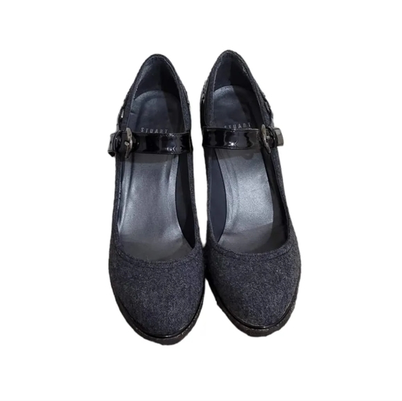 Stuart Weitzman Charcoal and Glossy Black Wedges - Picture 3 of 9